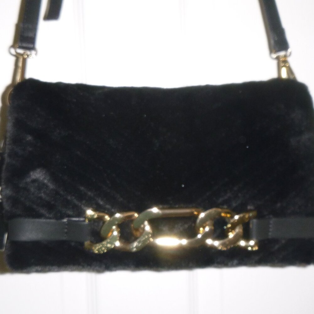 INC- International Concepts - Women's faux fur purse with chain hardware decor
